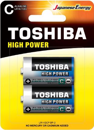 Blister 2 Pilhas Alcalinas 1,5V C / LR14 - TOSHIBA