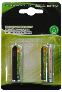 Blister 2x Pilhas Recarregaveis AA 1,2V 1600mAh Ni-Mh