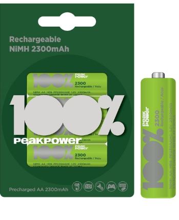 Blister 4 Pilhas Recarregáveis 1,2V AA Ni-Mh 2300mAh - PEAK POWER