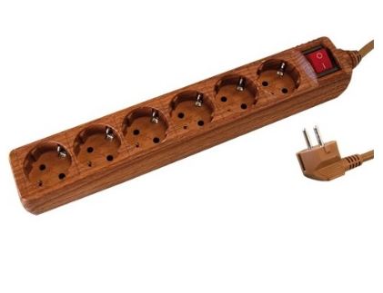 Extensão Sextupla c/ Interruptor (1,5 mts) - Tipo Madeira