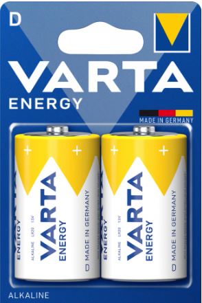 Blister 2x Pilhas Alcalina Energy D LR20 1,5V - VARTA
