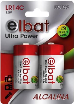 Blister 2 Pilhas Alcalinas LR14 C 1,5V - ELBAT