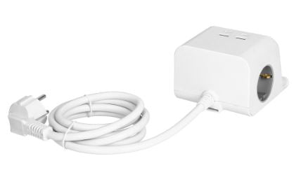 Extensão Dupla c/ 4 USB (2xUSB-A + 2xUSB-C) e Carregador Qi Indução 1,4 mts (Branco) - ORNO