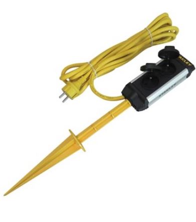 Extensão Dupla IP44 c/ Tampas Protecção + Estaca RCD (1,5 mts) - STANLEY