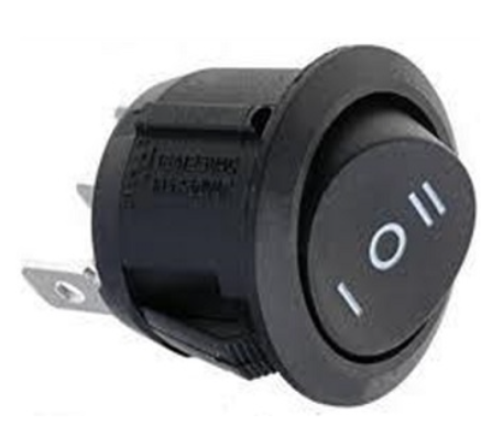 Interruptor Redondo ON-OFF-ON (250V 6A) - Preto
