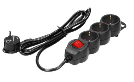 Extensão Tripla c/ Interruptor (3 mts) - Preto