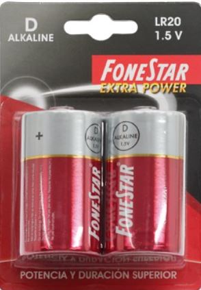Blister 2 Pilhas Alcalinas 1,5V D / LR20 - FONESTAR