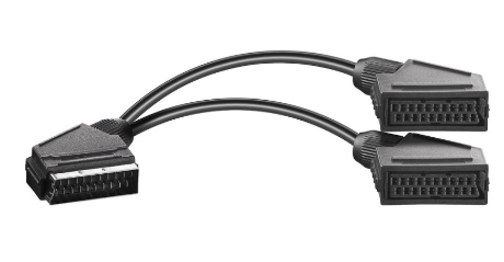 Adaptador SCART Macho - 2x SCART Femea (21 Pinos)