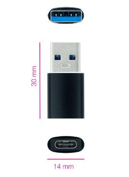 Adaptador União USB-A 3.1 Macho - USB-C Fêmea - Nanocable