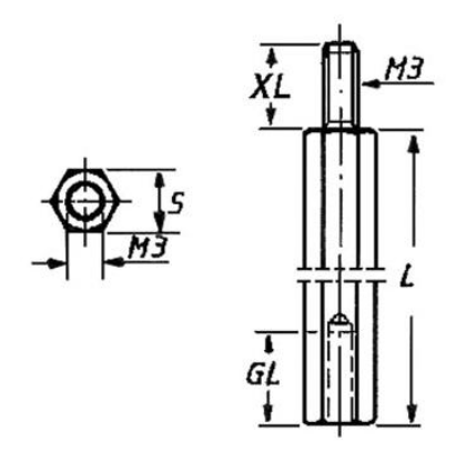 Espaçador de Metal Hexagonal 5mm M3 Macho-Fêmea