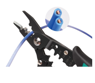 Alicate "3-EM-1" Cravar Terminais 0,5~5,5mm² c/ Descarnador e Corte - Proskit CP-419