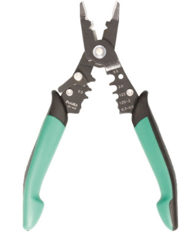 Alicate "3-EM-1" Cravar Terminais 0,5~5,5mm² c/ Descarnador e Corte - Proskit CP-419
