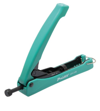 Alicate Cravar Fichas Compressão RCA, BNC, F, IEC e mini F (RG58/59/RG6) - Proskit