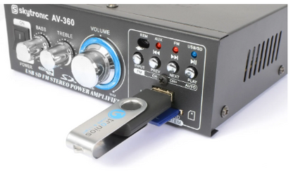 Amplificador Hi-Fi (FM/SD/USB/MP3) 2x 40W RMS - Skytronic AV360