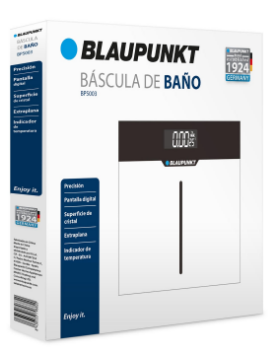 Balança de WC Digital Extra-Plana c/ Indicador Temperatura (Superficie Cristal) - BLAUPUNKT