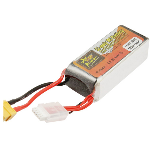 Bateria Compatível Drone FPV 4S 100C, com Plug XT60 14,8V (1550mAh)