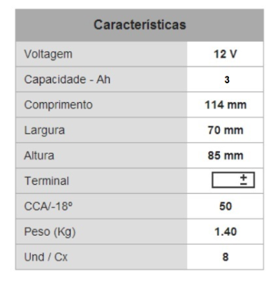 Bateria PB p/ Mota 12V 4Ah