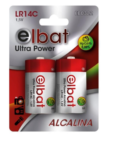 Blister 2x Pilhas Alcalinas LR14 C 1,5V - ELBAT