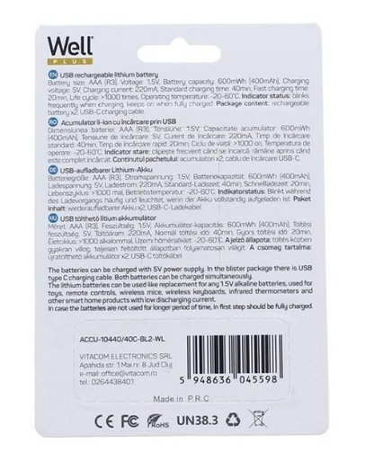 Blister 2x Pilhas de Litio AA / FR6 / FR14505 / 15LF 1,5V 2900mAh - VARTA