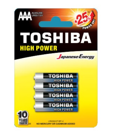 Blister 4x Pilhas Alcalinas 1,5V LR03 AAA - TOSHIBA