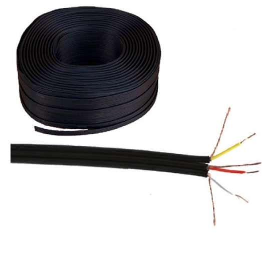 Bobine Cabo Audio e Video Paralelo 4 Condutores + 4 Malhas Preto (100 mts)