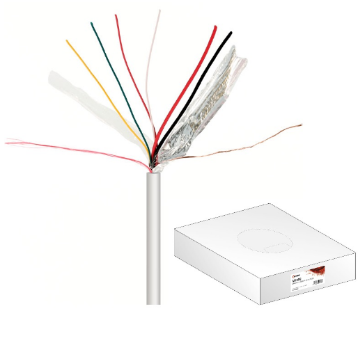 Bobine Cabo de Alarme 6 Condutores [2x 0,75mm² + 4x 0,22mm²] - 100mts