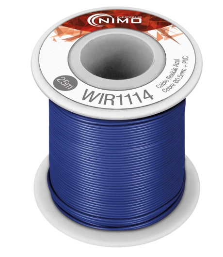 Bobine Fio Flexivel Cobre 0,5mm (Azul) p/ Montagens - 25 mts