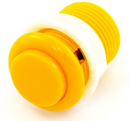 Botão Pulsador p/ Consolas de Arcade 12V/1A (35 x 46mm) - Amarelo