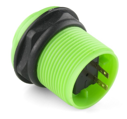 Botão Pulsador p/ Consolas de Arcade 12V/1A (35 x 46mm) - Verde
