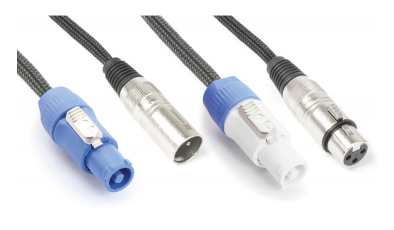 Cabo "2-EM-1" Canon Macho - Canon Femea c/ Alimentação Powercon (1,5 mts) - Power Dynamics Connex