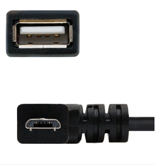 Cabo Adaptador OTG Micro-USB B Macho 90º - USB A Fêmea (15cm) - Nanocable