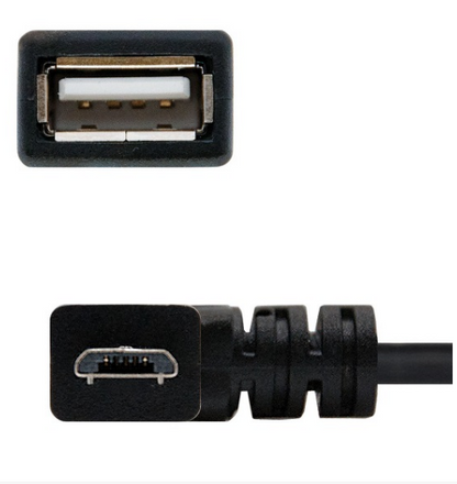 Cabo Adaptador OTG Micro-USB B Macho 90º - USB A Fêmea (15cm) - Nanocable