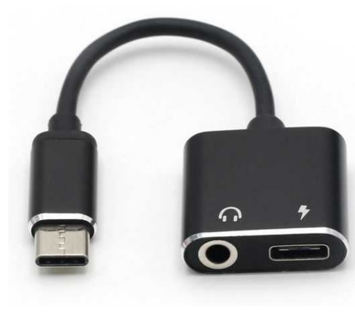 Cabo Adaptador USB C Macho -> Jack 3,5mm Femea + USB C Fêmea