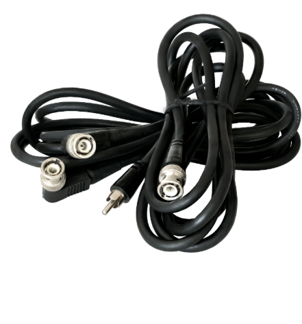 Cabo BNC Macho - RCA Macho (2 mts) + Cabo BNC 90º Macho - BNC 90º Macho (3 mts)