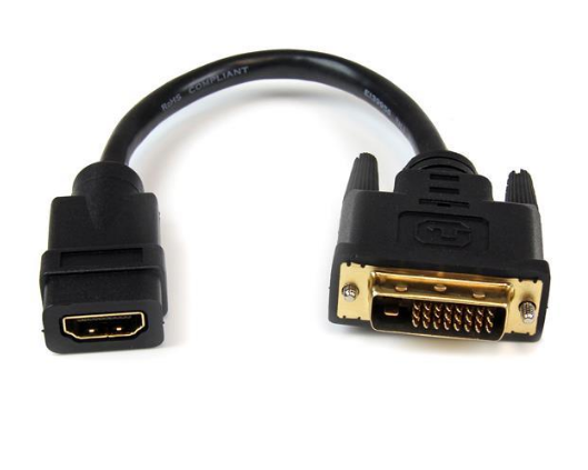 Cabo DVI-D Macho -> HDMI Femea (20cm) - STARTECH