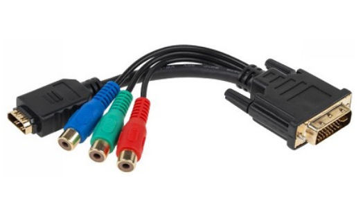 Cabo DVI (24+5) Macho -> HDMI Femea + 3 RCA (RGB)