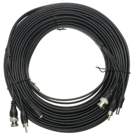 Cabo Extensão RG59 + Audio + DC 20m (Preto) - SAFIRE