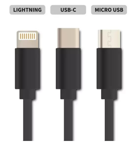 Cabo USB "3-EM-1" Retractil (LIGHTNING, MICRO USB e USB TIPO C)