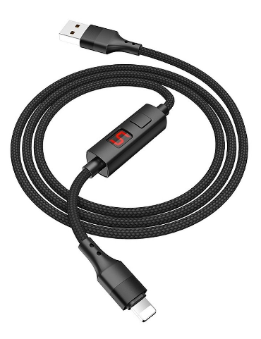 Cabo USB Macho - Lightning Macho S13 c/ Ecrã (Preto) 1,20 mts - HOCO