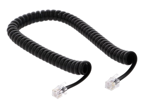 Cabo Telefone/Auscultador RJ9 Espiral (2 mts) - Preto