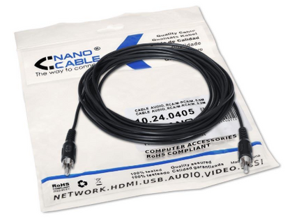 Cabo de Áudio 1 RCA Macho - 1 RCA Macho (5 mts) Preto - NANOCABLE