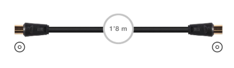 Cabo de TV Macho - TV Fêmea 1,8m (Preto) - FONESTAR