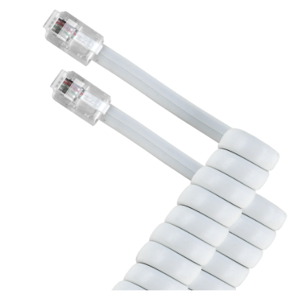 Cabo p/ Ligação do Auscultador Telefone RJ10 7 mts - Branco