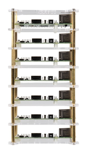 Caixa Tower em Acrílico p/ 7x Raspberry Pi 2/3/4B+