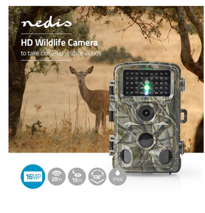 Camara Vida Selvagem IP56 16MP 1080p (Inclui LCD a Cores) - NEDIS WCAM150GN