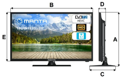 TV LED 19LHN123D 19" HD DVB-C/T2 (12/220V) - MANTA