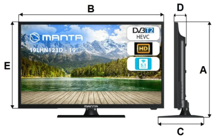 TV LED 19LHN123D 19" HD DVB-C/T2 (12/220V) - MANTA