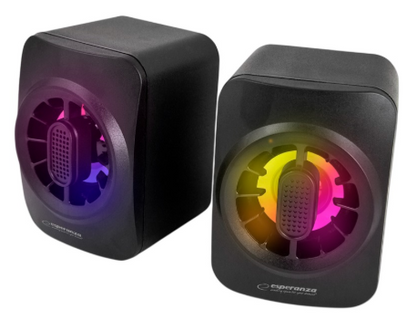 Colunas 2.0 Rainbow Sakara 2x 2,5W LED (Preto) - ESPERANZA