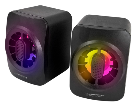 Colunas 2.0 Rainbow Sakara 2x 2,5W LED (Preto) - ESPERANZA