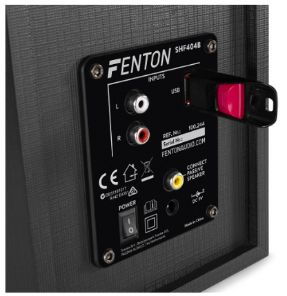 Colunas Amplificadas Bluetooth 4" 80W MP3/USB/Aux (SHF404B) Preto - FENTON